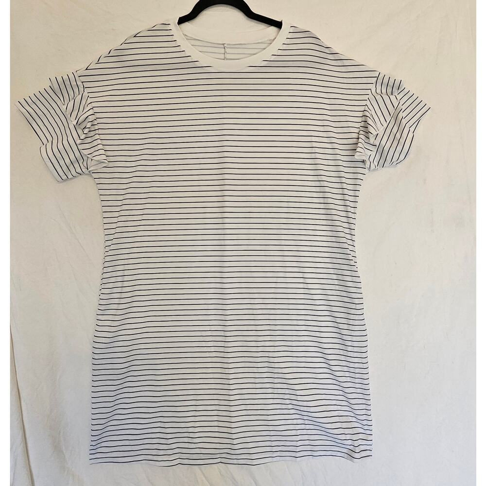 Striped Ruffle Sleeve Mini Dress Casual Crewneck Dress Size XL